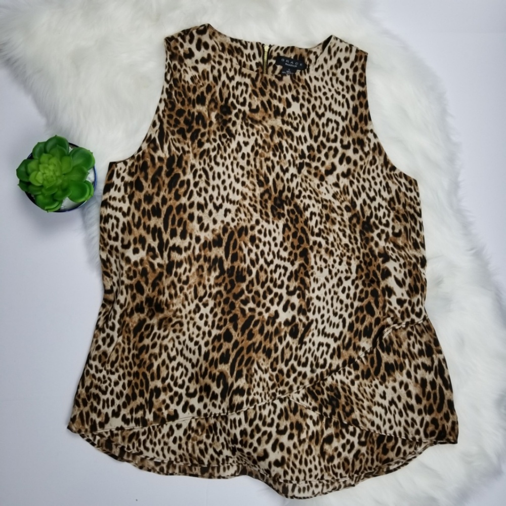 Grace Woven Top-Animal Print- Size L